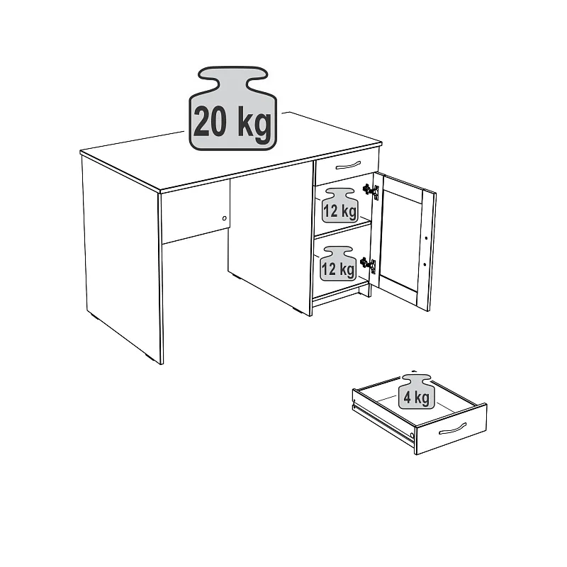 КАСТОР (KULLEN) стол письменный 116х65 серый | изображение 3