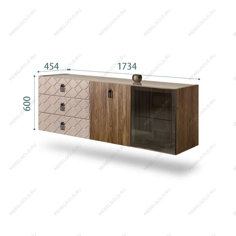 Комод 1.6м Bogemia Woodline Fly Wood Fa (Мокка) (Lakobel/Черный) БМКМ-4[5][10]