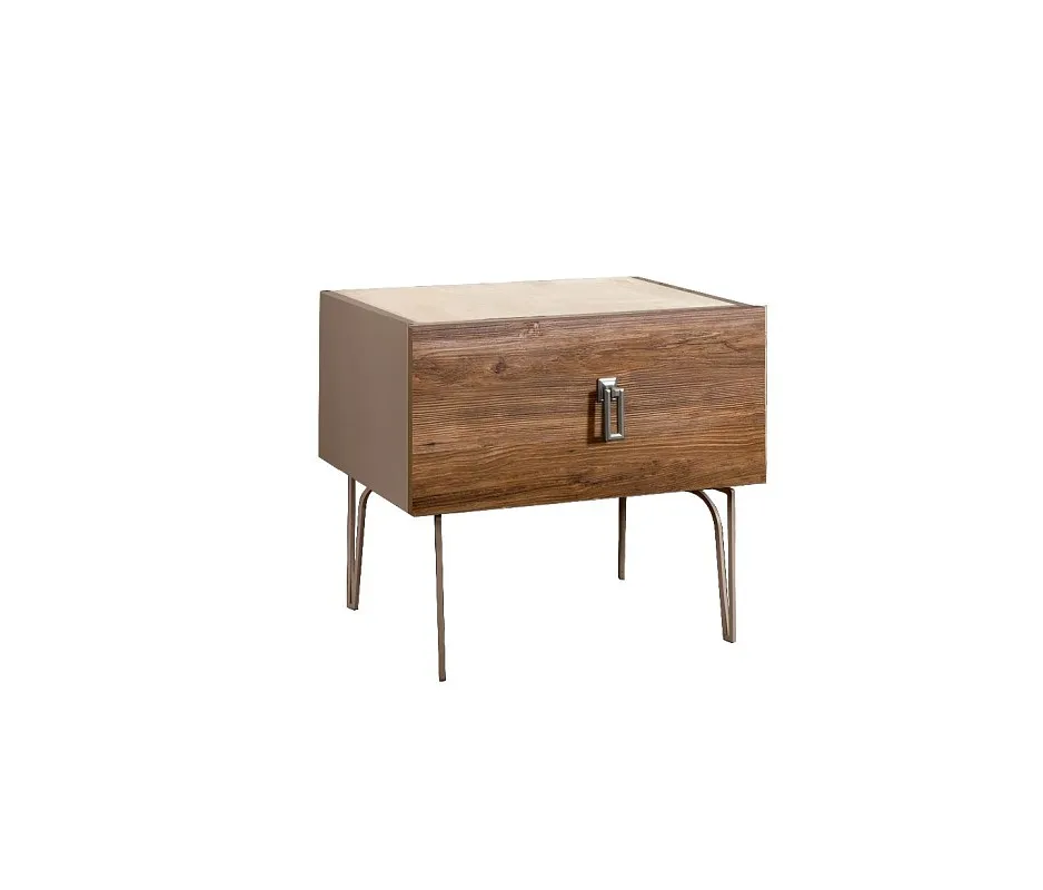 Тумба прикроватная Bogemia Wood Fa (Мокка) (Novabuk/Хром) БМТП-1(Wo)