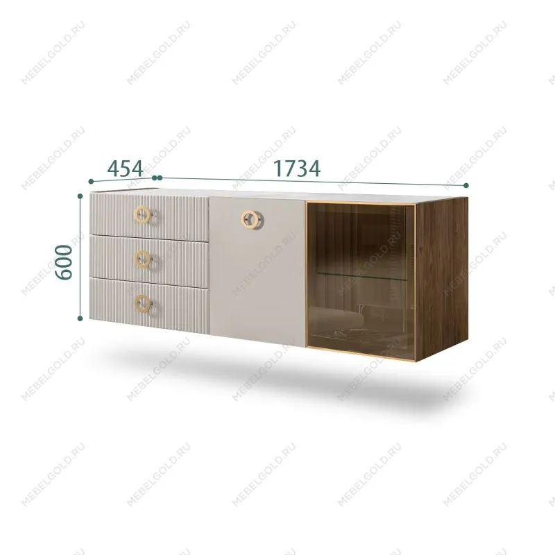 Комод 1.6м Bogemia Woodline Fly Fi (Шелк) (Novabuk/Золото) БМКМ-4[5][10]