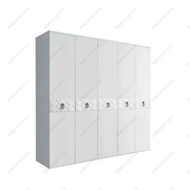 Шкаф 5-ти дв. Bogemia Farfalle (Белый/Хром) БМШ2/5(Fa)