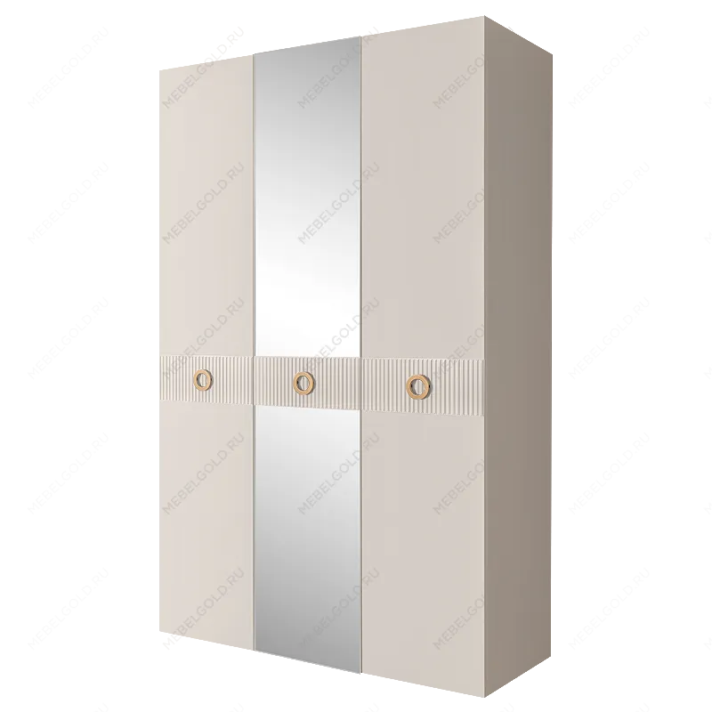 Шкаф 3-х дверный с зеркалом Bogemia Fillini (Слоновая кость/Золото) БМШ1/3(Fi)