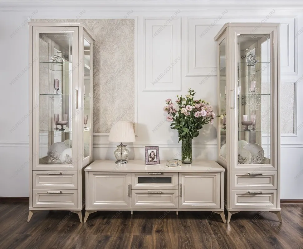 Гостиная Нонна 1+тв+1 бежевый глянец