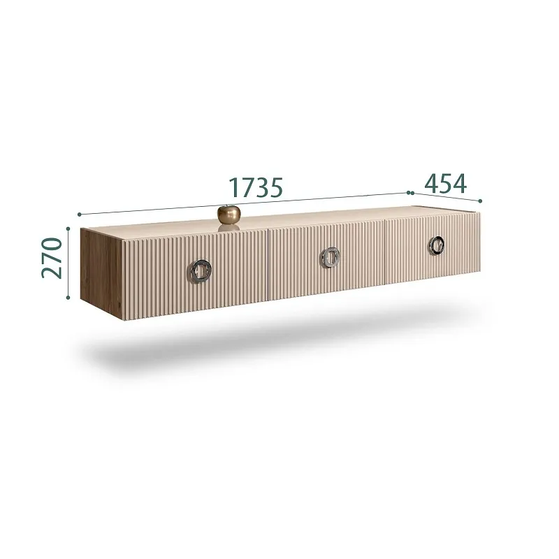 Тумба телевизионная 1.6м Bogemia Woodline Fly Fi (Ваниль) (Lakobel/Хром) БМТ-1