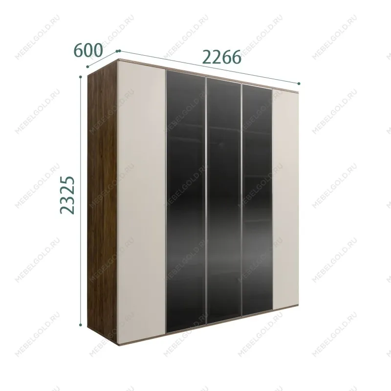 Шкаф 5-ти дв. Bogemia Woodline Air (Шелк/Серебро) БМШ2/5(3)