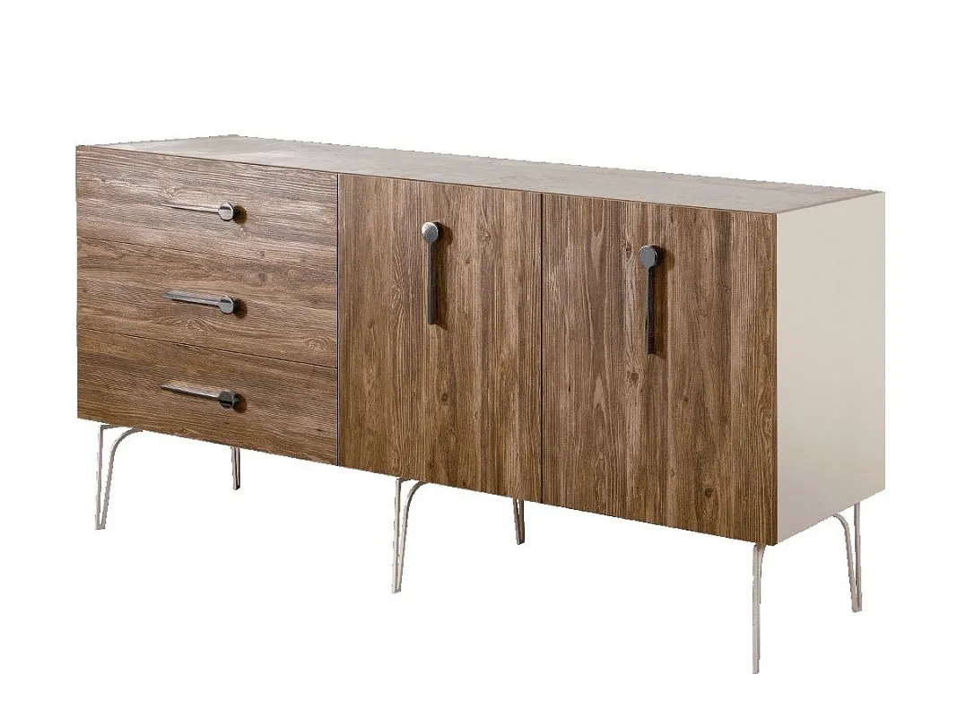 Комод 1.6м Bogemia Wood Wo (Слоновая кость) (Novabuk/Хром) БМКМ-4(Wo)