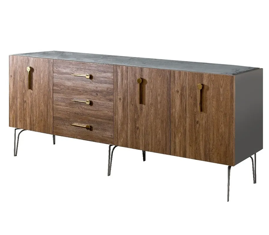 Комод 2.1м Bogemia Wood Wo (Серый) (Novabuk/Золото) БМКМ-5(Wo)