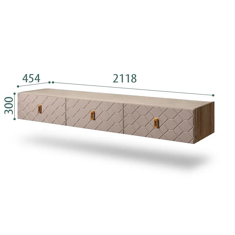 Тумба телевизионная 2.1м Bogemia Woodline Fly Fa (Мокка) (Novabuk/Золото) БМТ-2