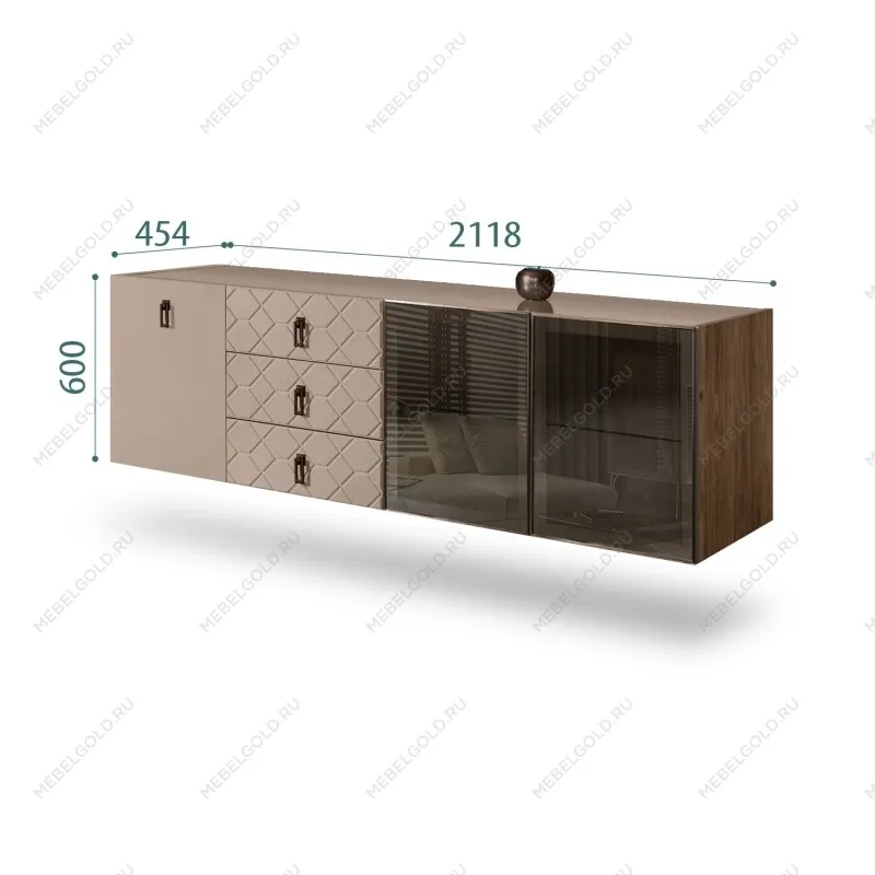 Комод 2.1м Bogemia Woodline Fly Fa (Мокка) (Lakobel/Черный) БМКМ-5[5][10]