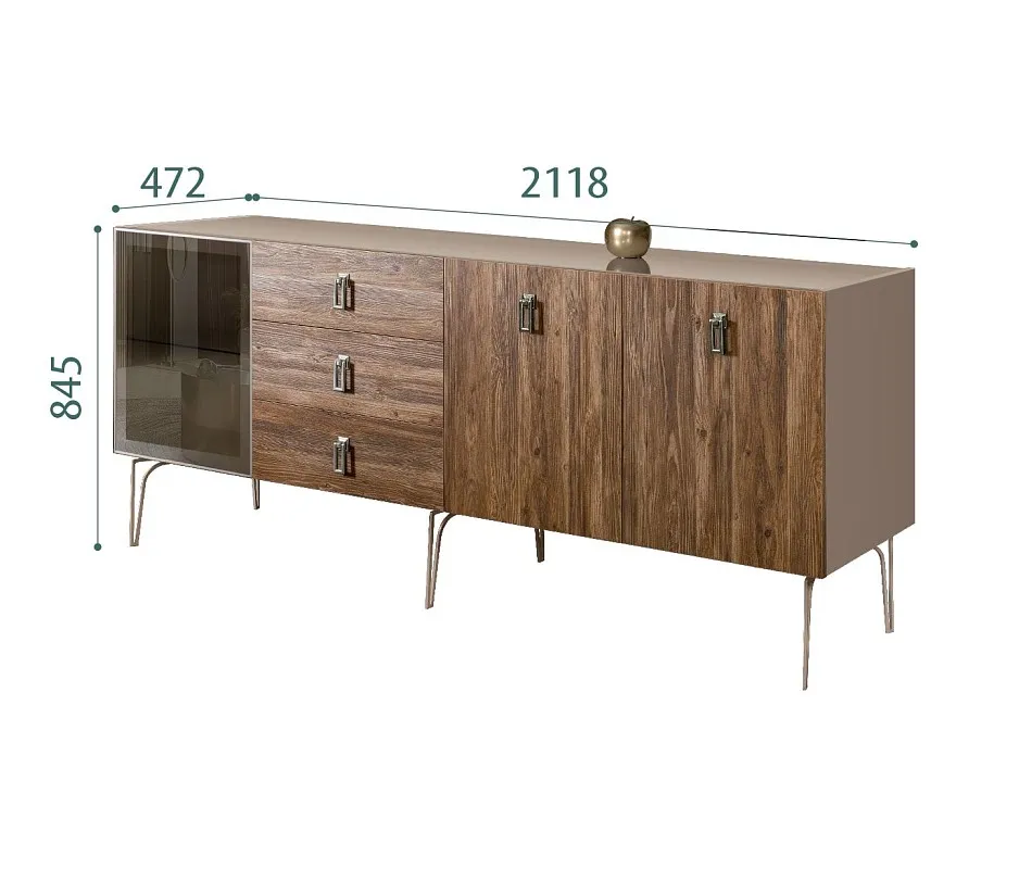 Комод 2.1м Bogemia Wood Fa (Мокка) (Lakobel/Хром) БМКМ-5(Wo)[4]