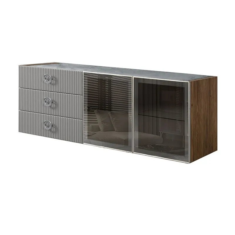 Комод 1.6м Bogemia Woodline Fly Fi (Серый) (Novabuk/Хром) БМКМ-4[5]