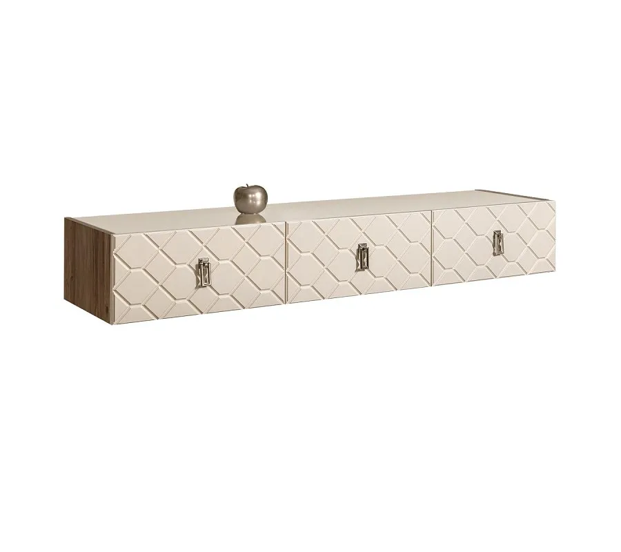 Тумба телевизионная 1.6м Bogemia Woodline Fly Fa (Слоновая кость) (Lakobel/Хром) БМТ-1