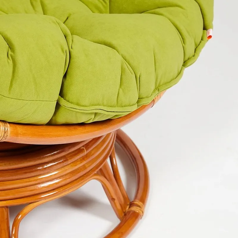 Кресло-качалка Papasan с подушкой Коньяк, флок Олива | изображение 6