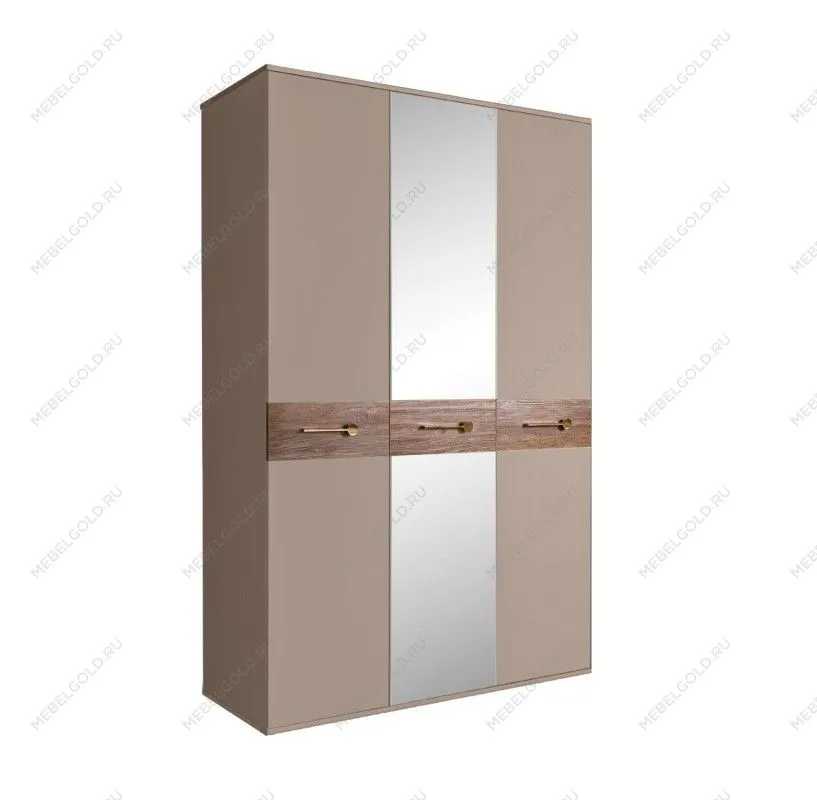 Шкаф 3-х дверный с зеркалом Bogemia Wood Wo (Мокка/Золото) БМШ1/3(Wo)