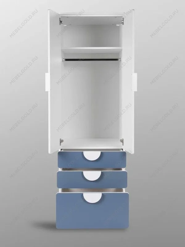 Шкаф распашной Пикси, с двумя дверьми, тремя выдвижными ящиками и полкой 60x57x180, озорной василек | изображение 14