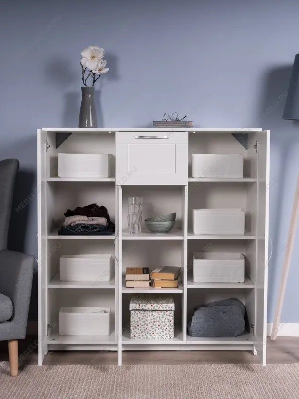 Тумба Сириус 3 двери, 1 ящик, 117х41х124 см, белая | изображение 1