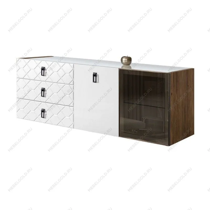 Комод 1.6м Bogemia Woodline Fly Fa (Белый) (Lakobel/Черный) БМКМ-4[5][10]