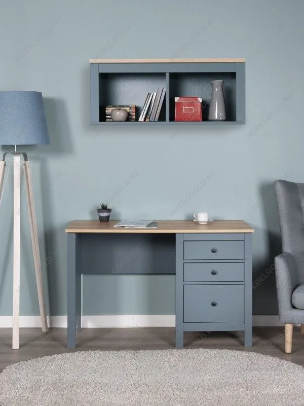 Полка навесная Сага, 2 секции, темно-бирюзовая/ясень | изображение 2