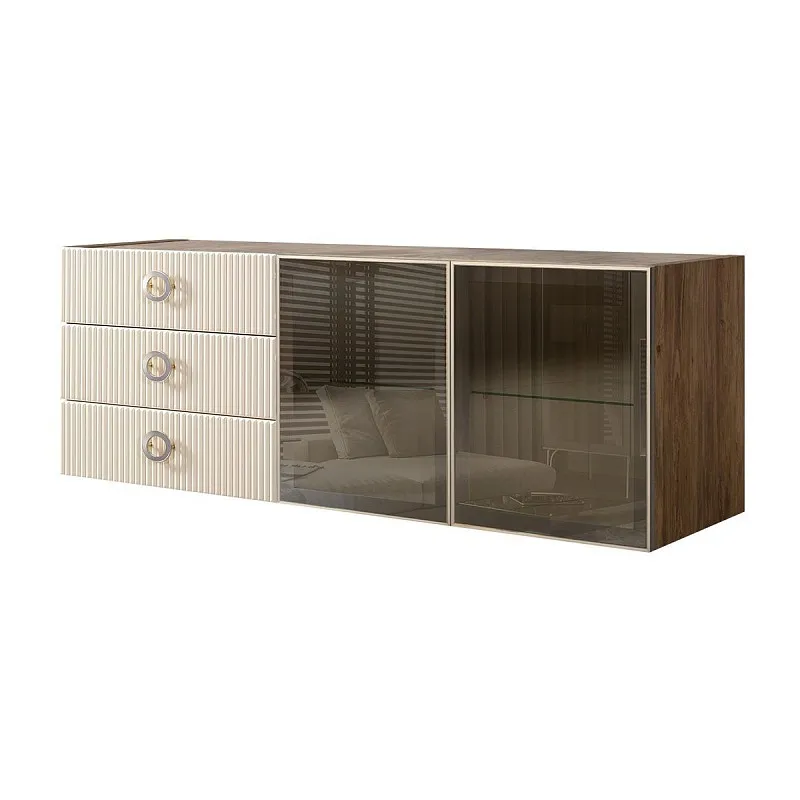 Комод 1.6м Bogemia Woodline Fly Fi (Слоновая кость) (Novabuk/Хром) БМКМ-4[5]
