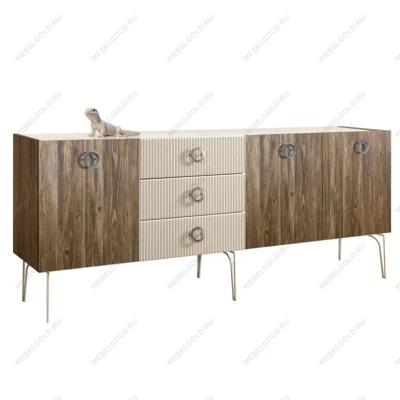 Комод 2.1м Bogemia Woodline Wood Fi (Слоновая кость) (Lakobel/Хром) БМКМ-5
