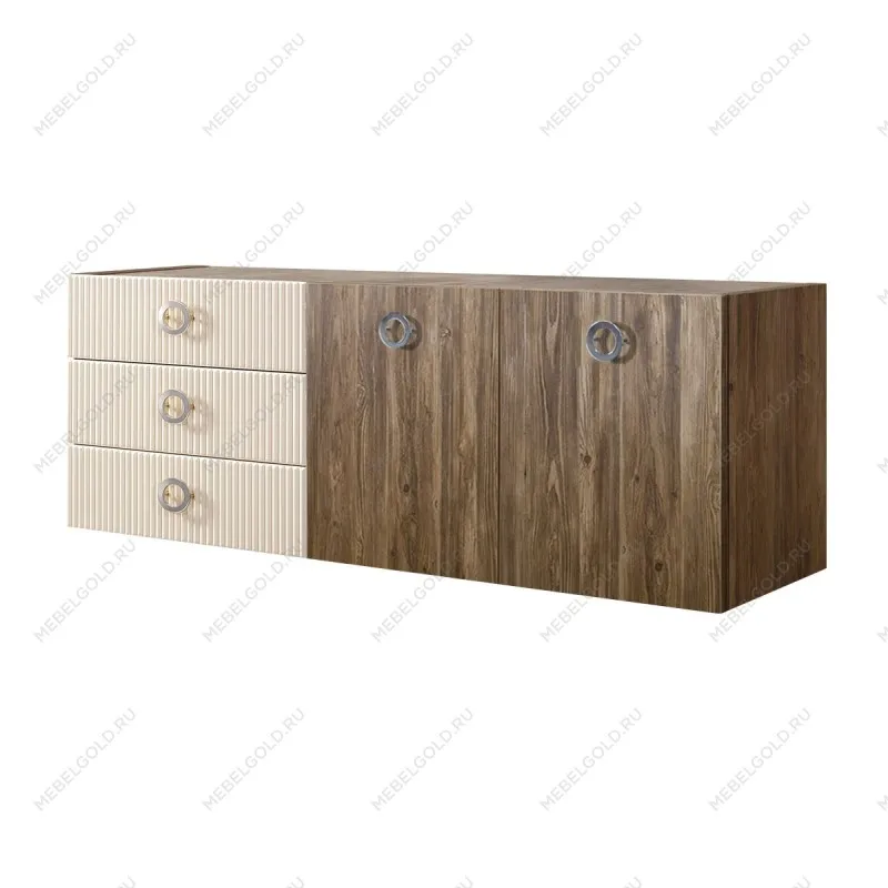 Комод 1.6м Bogemia Woodline Fly Wood Fi (Слоновая кость) (Novabuk/Хром) БМКМ-4