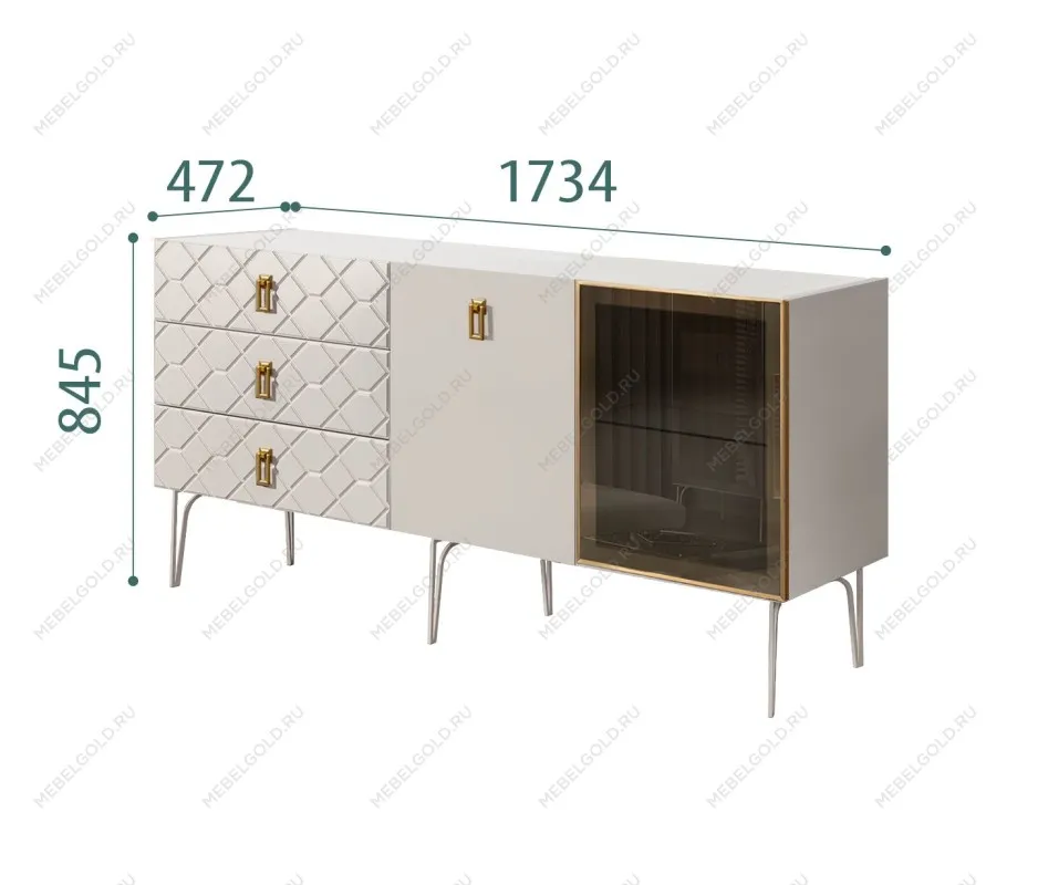 Комод 1.6м Bogemia Farfalle (Шелк) (Novabuk/Золото) БМКМ-4(Fa)[5][10]