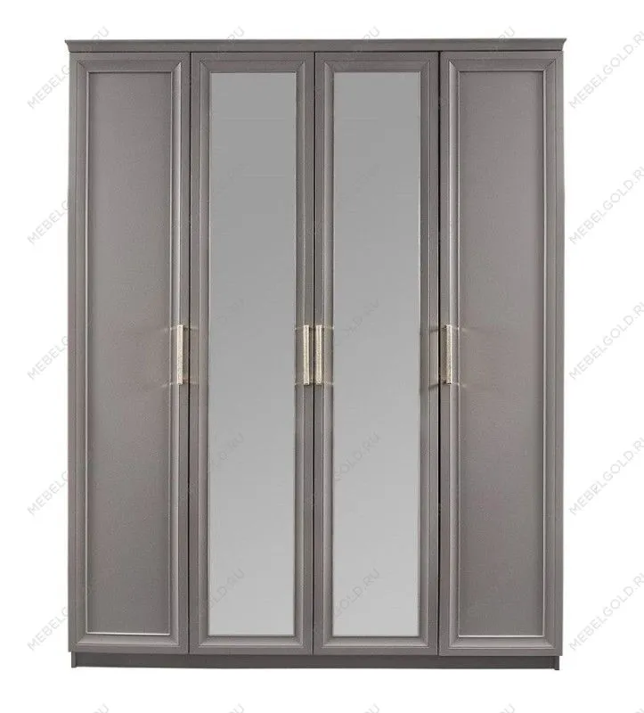 Шкаф Мокко 4-дверный с зеркалом серый | изображение 1