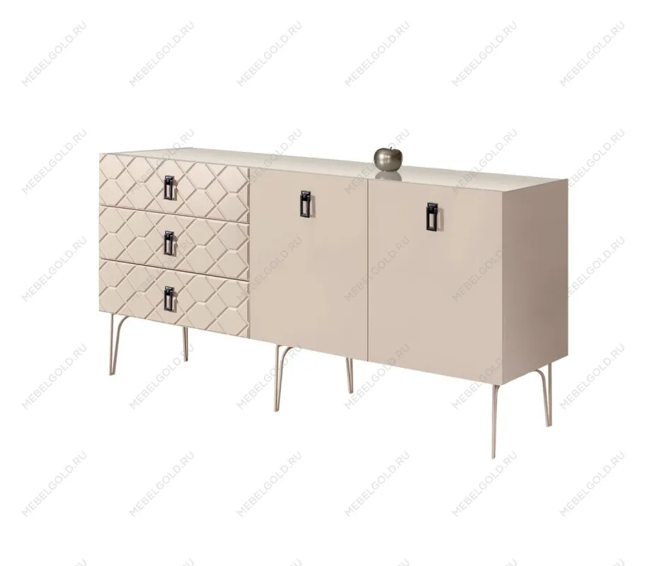 Комод 1.6м Bogemia Farfalle (Ваниль) (Lakobel/Черный) БМКМ-4(Fa)