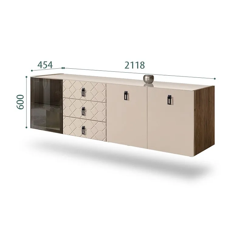 Комод 2.1м Bogemia Woodline Fly Fa (Ваниль) (Lakobel/Черный) БМКМ-5[4]