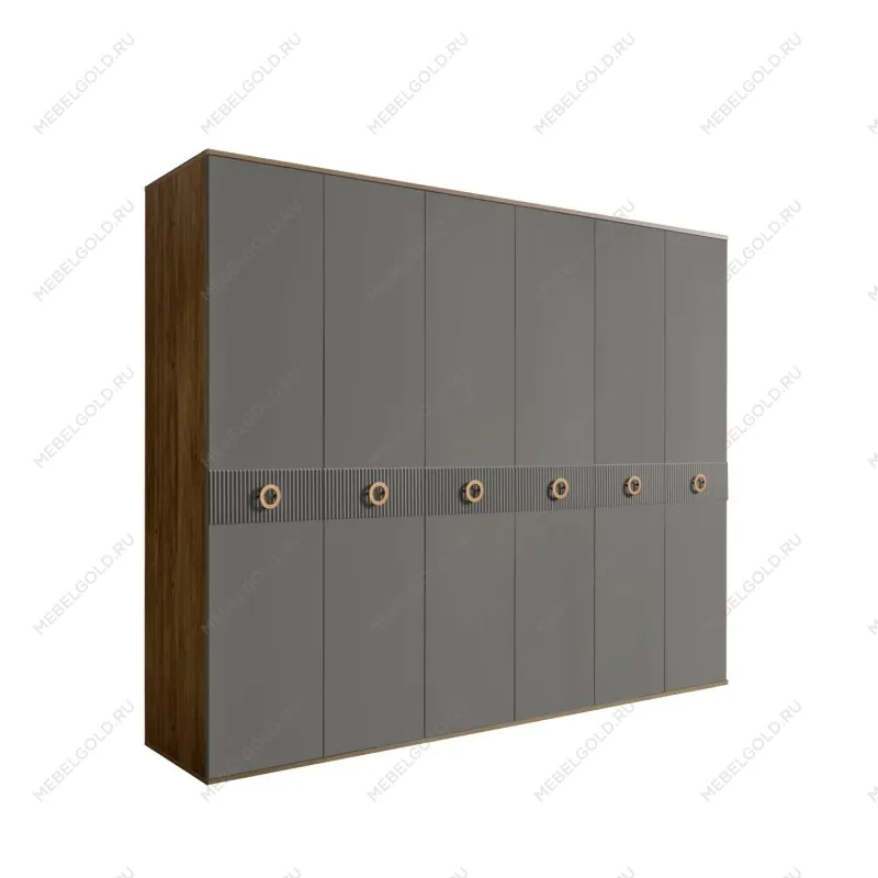 Шкаф 6-ти дв. Bogemia Woodline Fi (Серый/Золото) БМШ2/6(Fi)