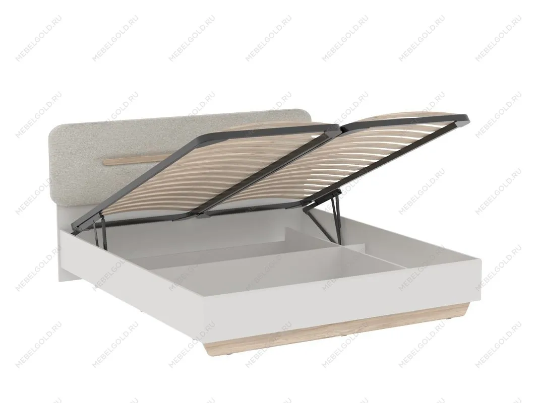 Кровать 1800 со светлой мягкой вставкой и подъемным механизмом, Аврора (1956*2063*1049) Дуб Мария/Кашемир