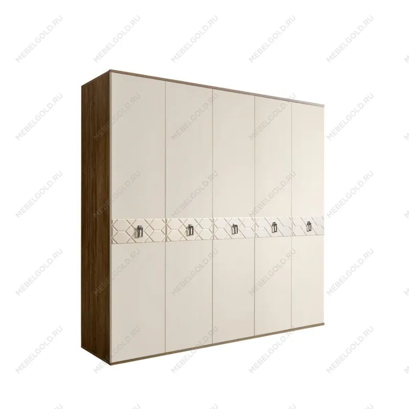 Шкаф 5-ти дв. Bogemia Woodline Fa (Слоновая кость/Хром) БМШ2/5(Fa)