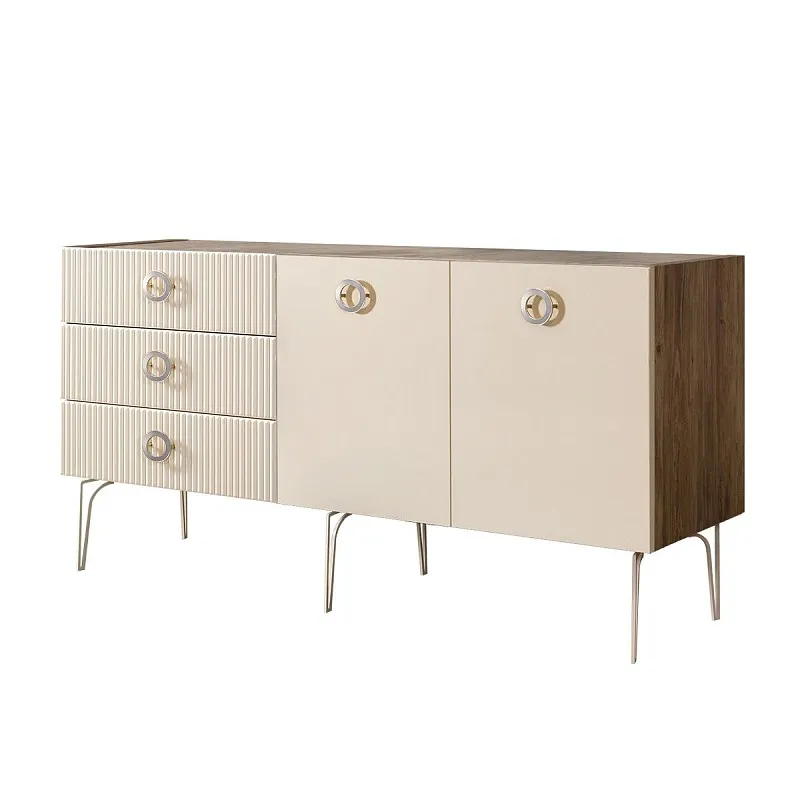 Комод 1.6м Bogemia Woodline Fi (Слоновая кость) (Novabuk/Хром) БМКМ-4