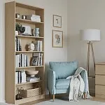 Стеллаж Варма, 6 полок, 78х198х28 см, шпон дуб, беленый | изображение 1