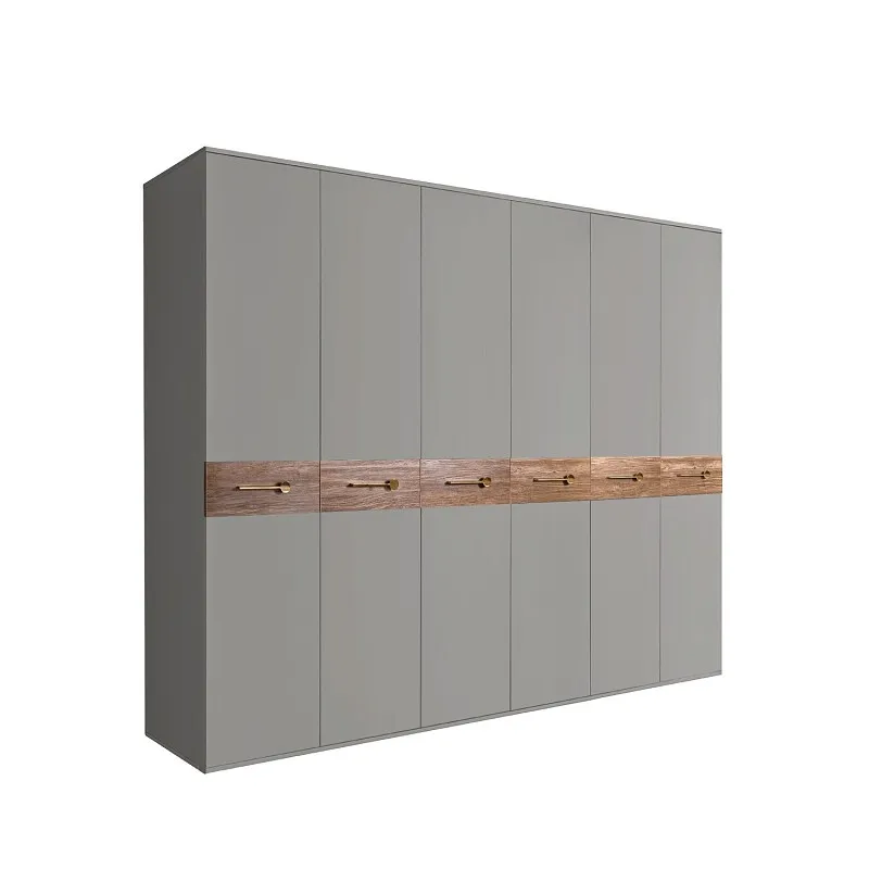 Шкаф 6-ти дв. Bogemia Wood Wo (Серый/Золото) БМШ2/6(Wo)
