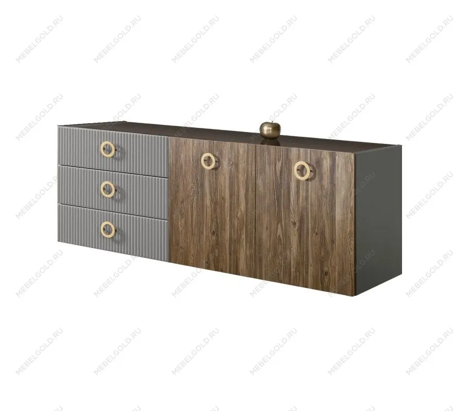 Комод 1.6м Bogemia Fly Wood Fi (Серый) (Lakobel/Золото) БМКМ-4