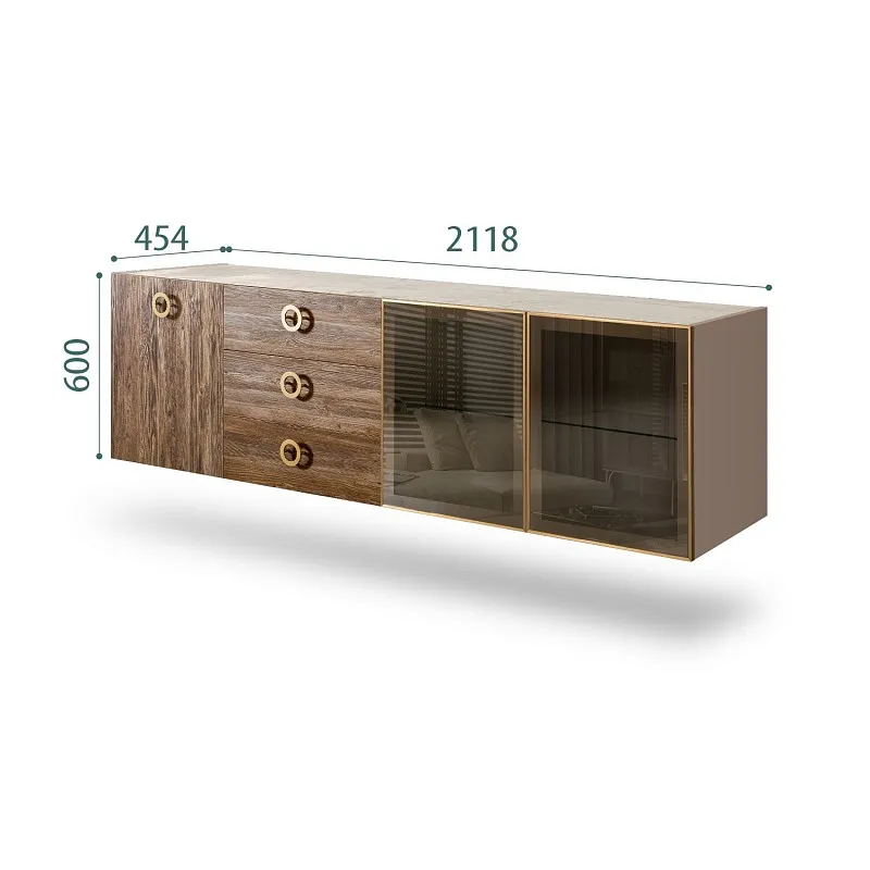 Комод 2.1м Bogemia Fly Wood Fi (Мокка) (Novabuk/Золото) БМКМ-5[5][10]