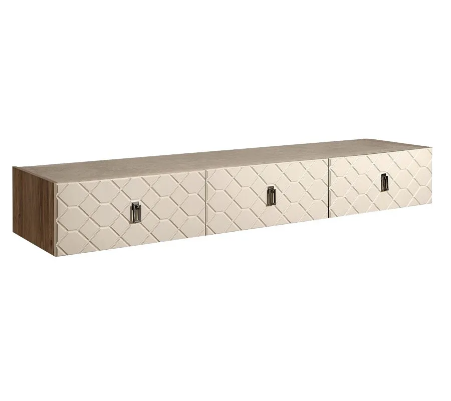 Тумба телевизионная 2.1м Bogemia Woodline Fly Fa (Слоновая кость) (Novabuk/Черный) БМТ-2