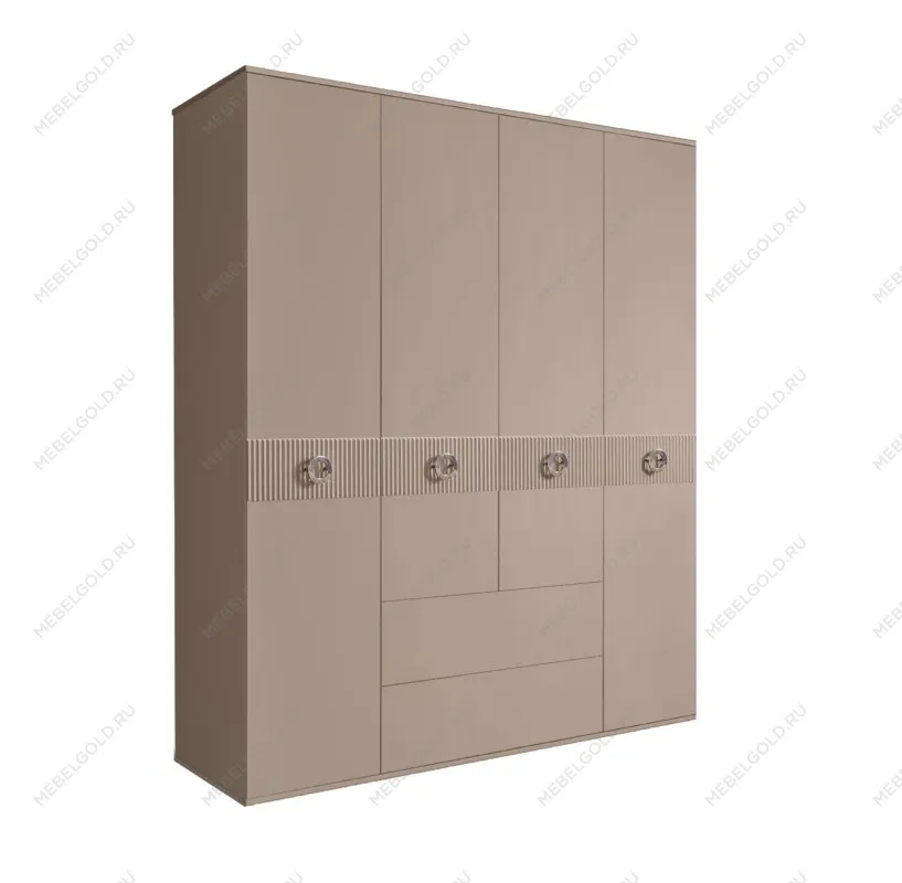 Шкаф 4-х дверный с ящиками, Bogemia Fillini (Мокка/Хром) БМШ2/41(Fi)