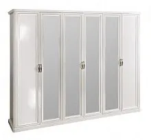 Шкаф Натали 6-дверный (2+2+2) с зеркалом белый глянец