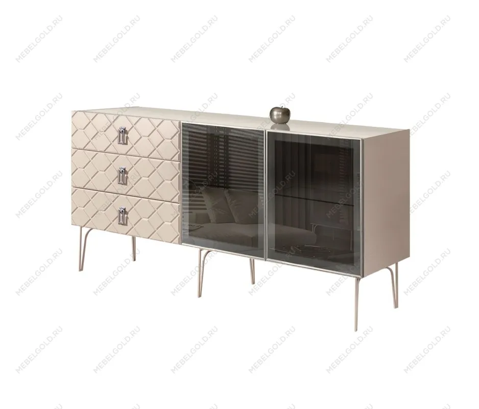 Комод 1.6м Bogemia Farfalle (Ваниль) (Lakobel/Хром) БМКМ-4(Fa)[5]