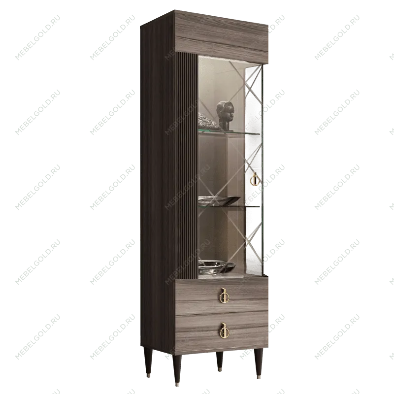 Витрина 1-ств. Римини СОЛО (Орех империя/Золото) (Левая) РМВ1-1С(s)