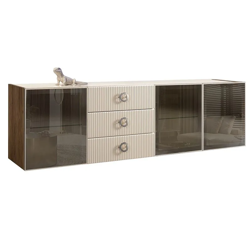Комод 2.1м Bogemia Woodline Fly Fi (Слоновая кость) (Lakobel/Хром) БМКМ-5[5]