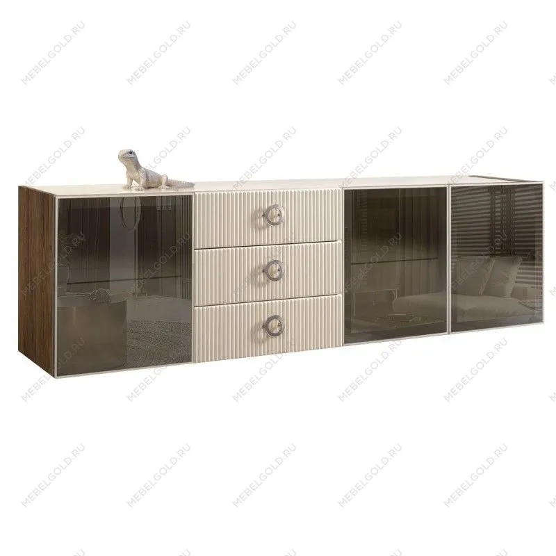 Комод 2.1м Bogemia Woodline Fly Fi (Слоновая кость) (Lakobel/Хром) БМКМ-5[5]