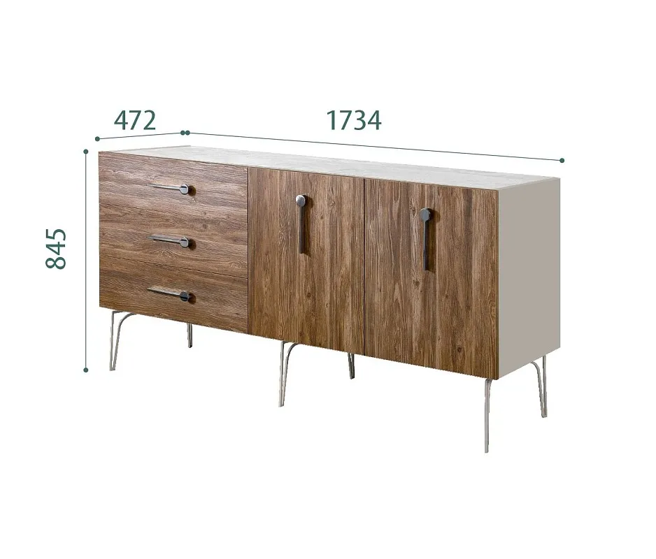 Комод 1.6м Bogemia Wood Wo (Шелк) (Novabuk/Хром) БМКМ-4(Wo)
