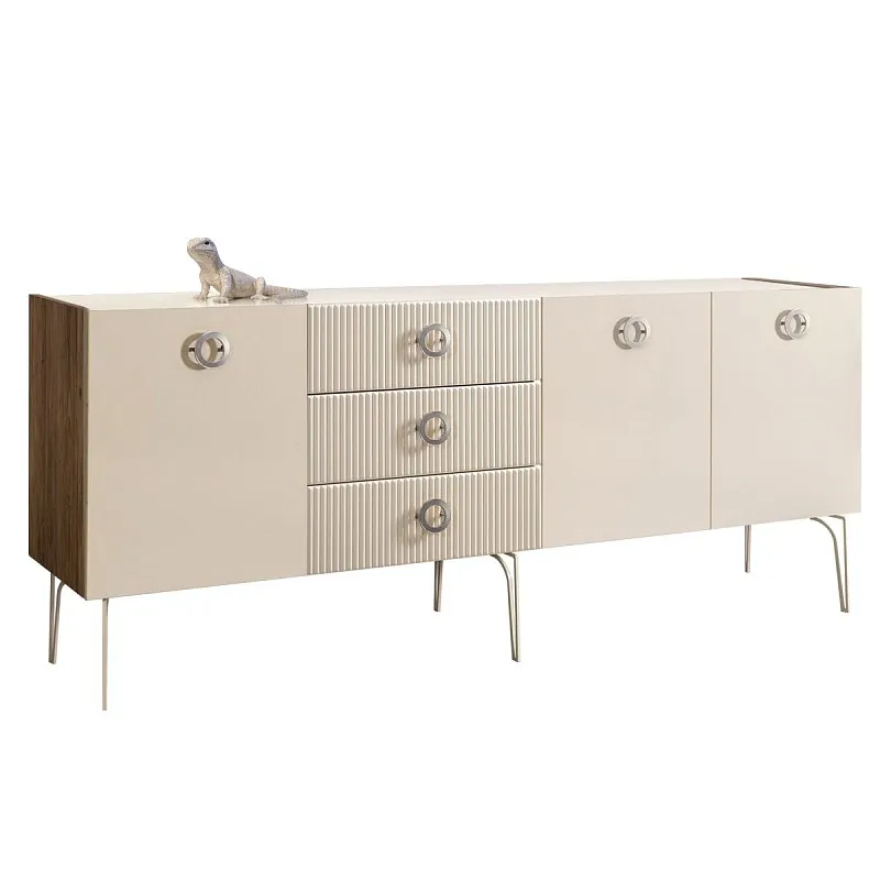 Комод 2.1м Bogemia Woodline Fi (Слоновая кость) (Lakobel/Хром) БМКМ-5