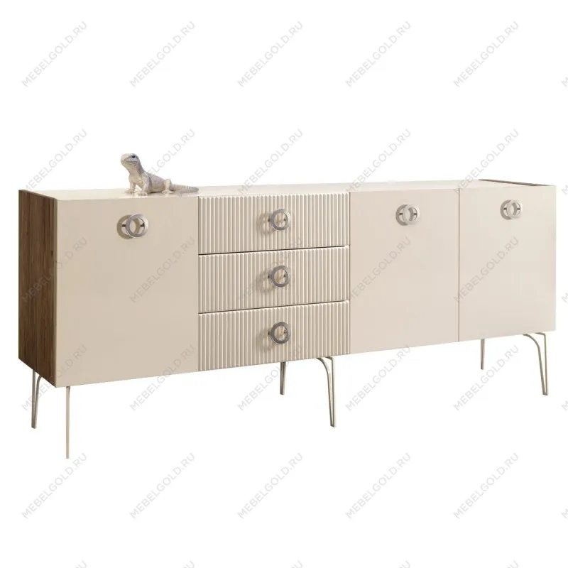 Комод 2.1м Bogemia Woodline Fi (Слоновая кость) (Lakobel/Хром) БМКМ-5