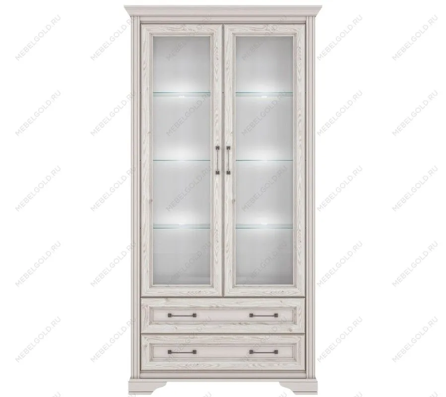 Шкаф-витрина Стилиус REG2W2S с подсветкой (Лиственница сибирская)