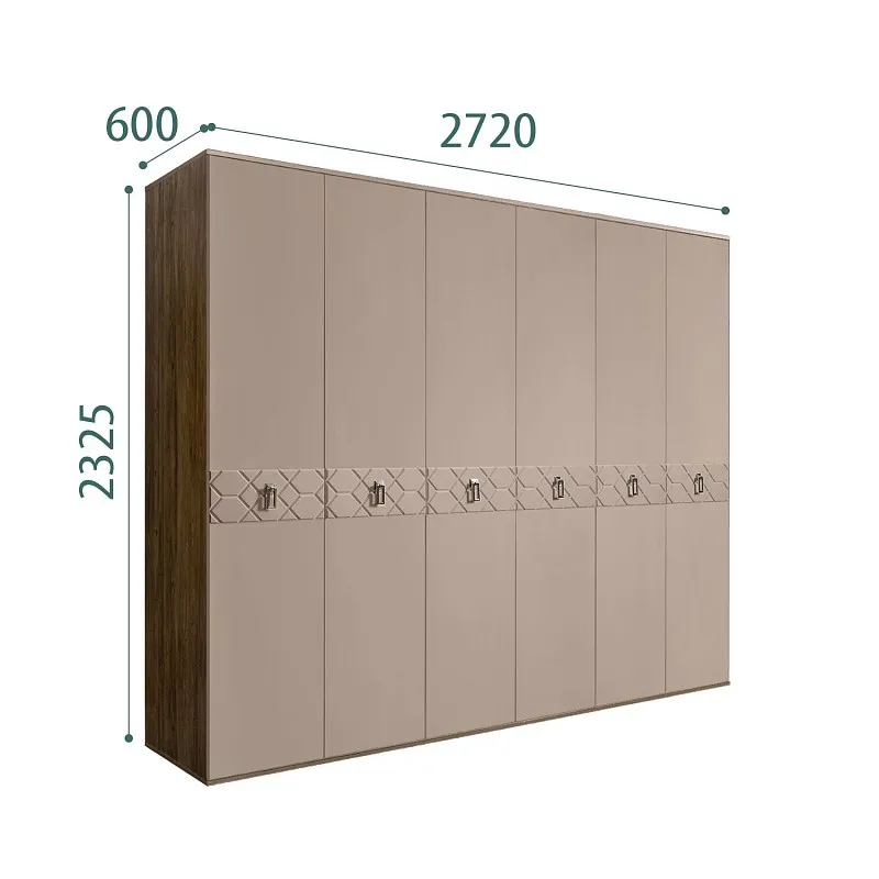 Шкаф 6-ти дв. Bogemia Woodline Fa (Мокка/Хром) БМШ2/6(Fa)
