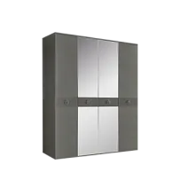 Шкаф 4-х дверный с зеркалом Римини СОЛО (Серый/Серебро) РМШ1/4(s)